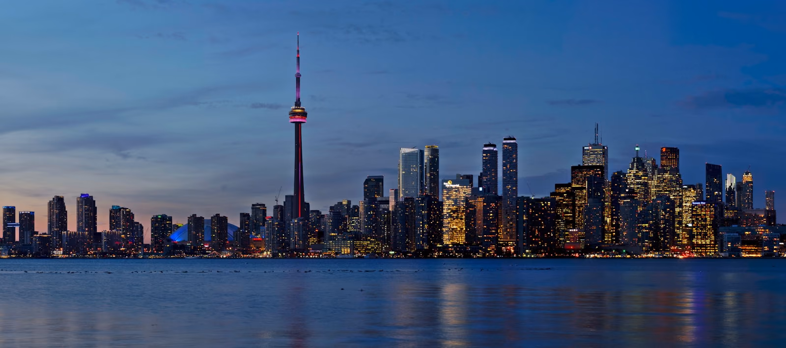 Toronto skyline at dusk